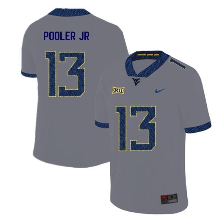 2019 Men #13 Jeffery Pooler Jr. West Virginia Mountaineers College Football Jerseys Sale-Gray